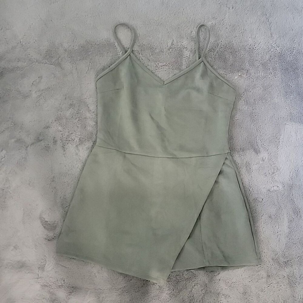 Popular Basics Green Faux Suede Skort Romper NWOT SIZE Large